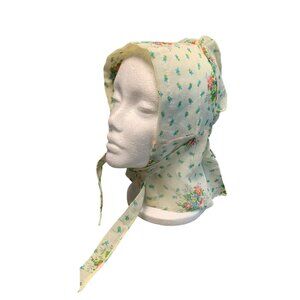 Vintage Floral Bonnet with Ties - Handmade Lightweight Fabric Charming Design